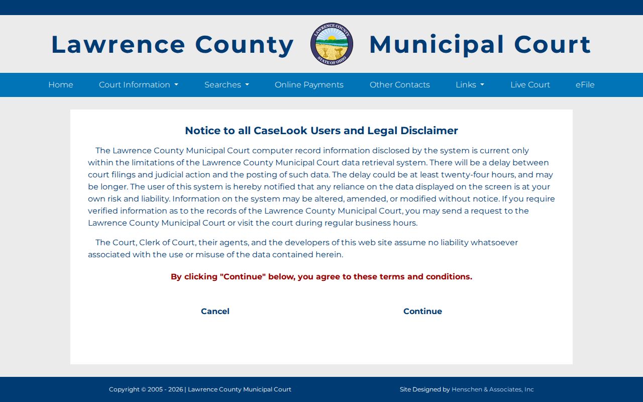 Lawrence County released inmates municipal court record search