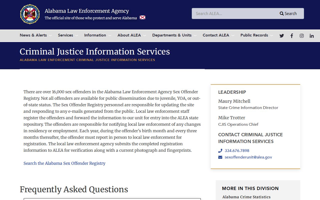 Lawrence County released inmate mugshots ALEA registry limitation source